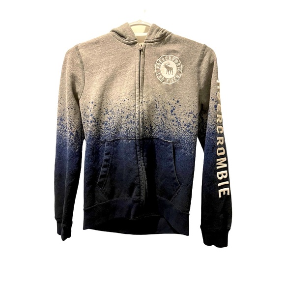 🐝Abercrombie Kids • Full Zip-Up Hoodie •Boys 11/12 • Blue •Grey•Great Condition - Picture 1 of 4